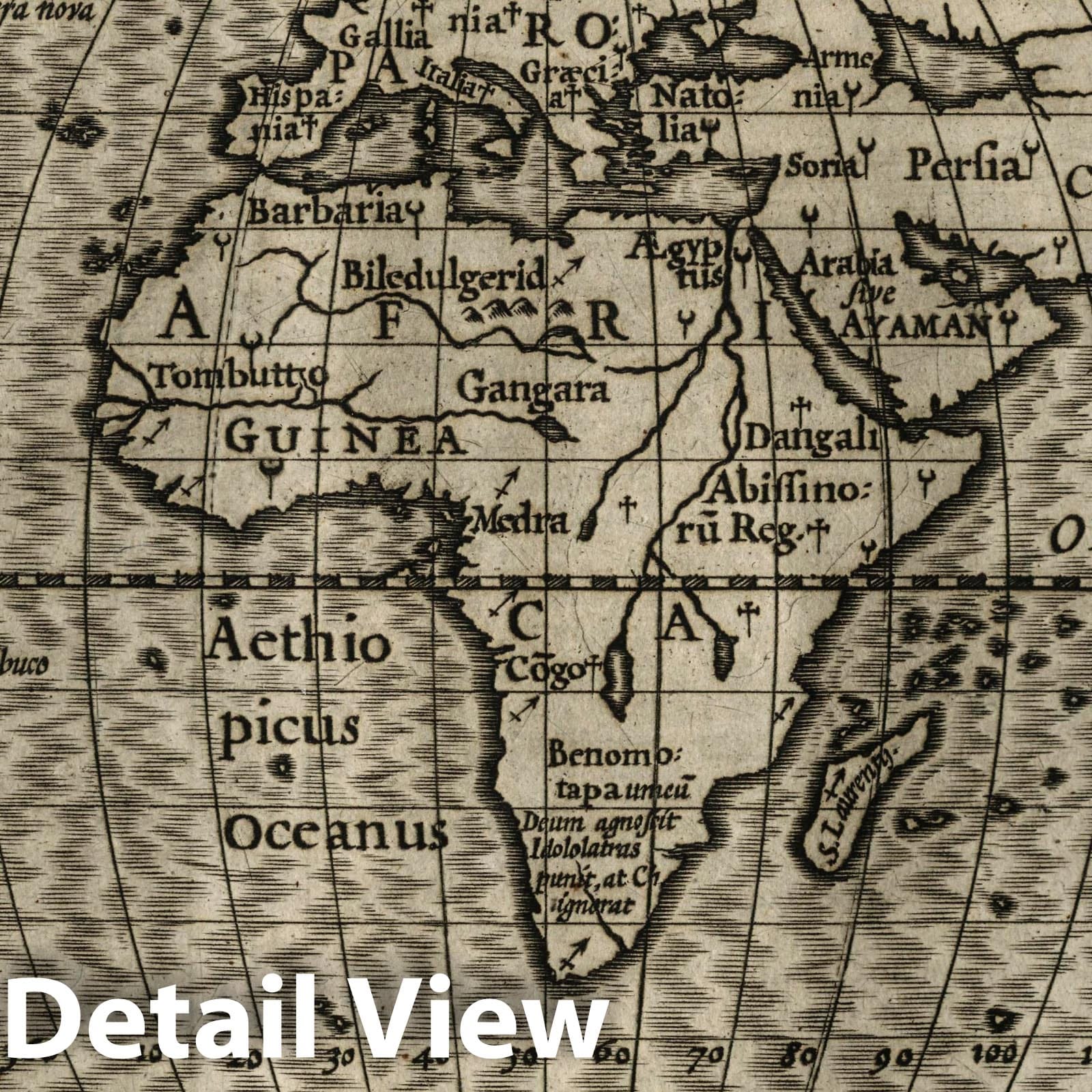 World - Religions Map, 1607 - Historical Map Print