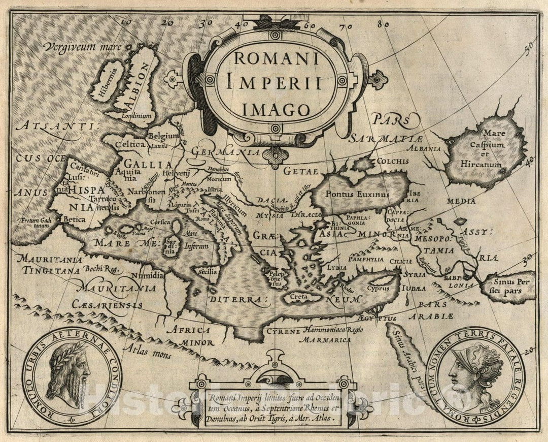 Historic Map : Roman Empire, Europe Romani Imperii Imago, ab Orient Tigris, 1607 , Vintage Wall Art