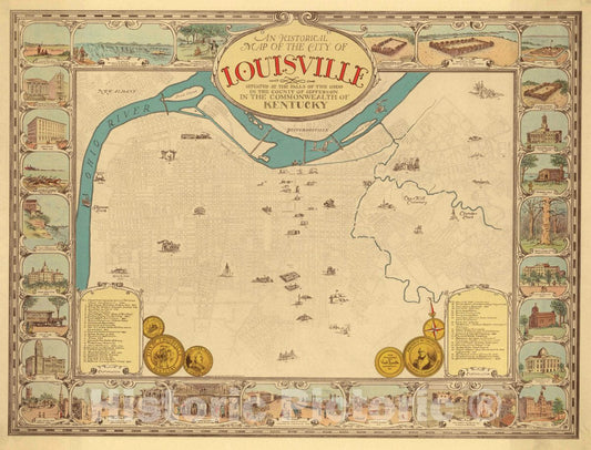 Historic Map : an Historical Map of The City of Louisville, 1934 Pictorial Map - Vintage Wall Art