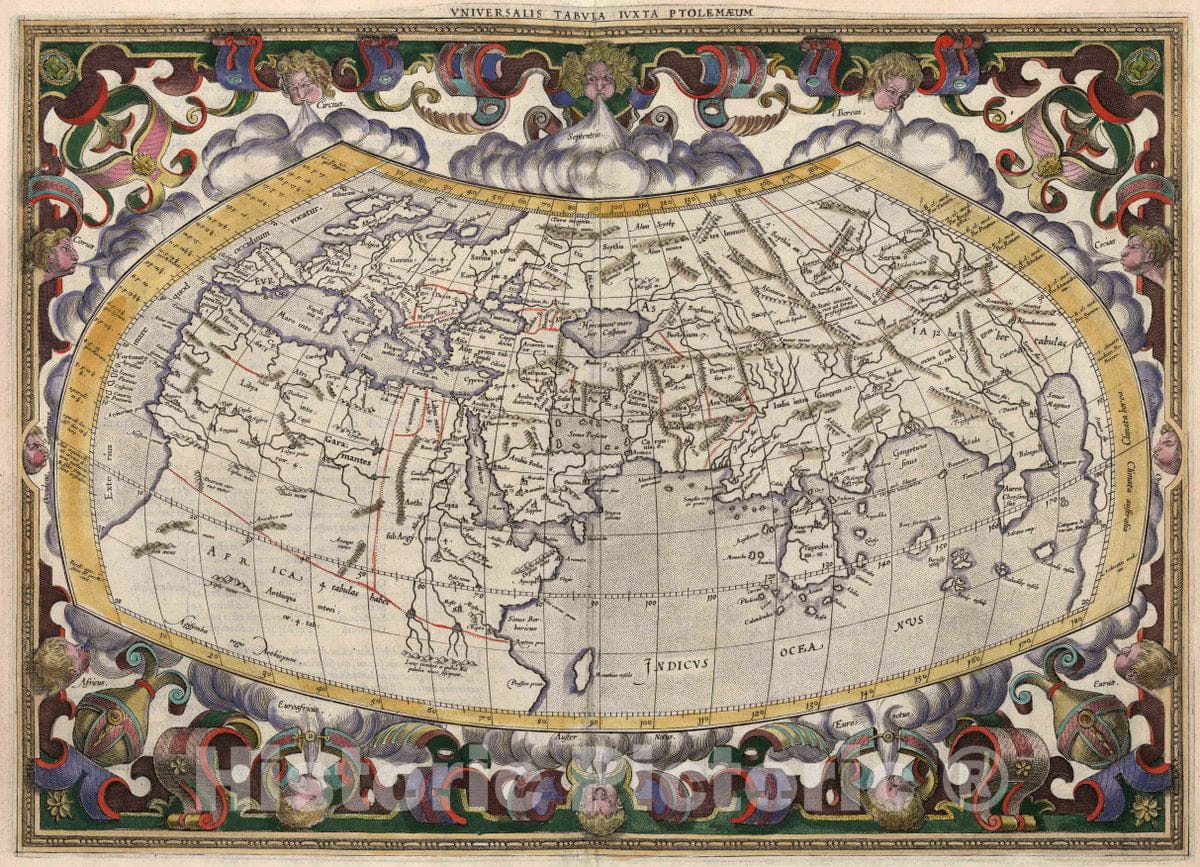 Historic Map : Vniversalis tabvla ivxta Pteolemaeum, 1618 Atlas - Vintage Wall Art