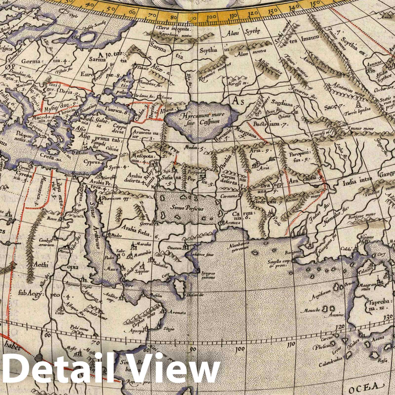 World Map, Ptolemaic Projection, 1618 - Historical Map Print