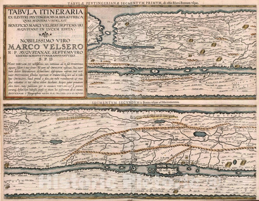 Historic Map : Tabulae Peutingerianae segmentum primum, 1619 Atlas - Vintage Wall Art