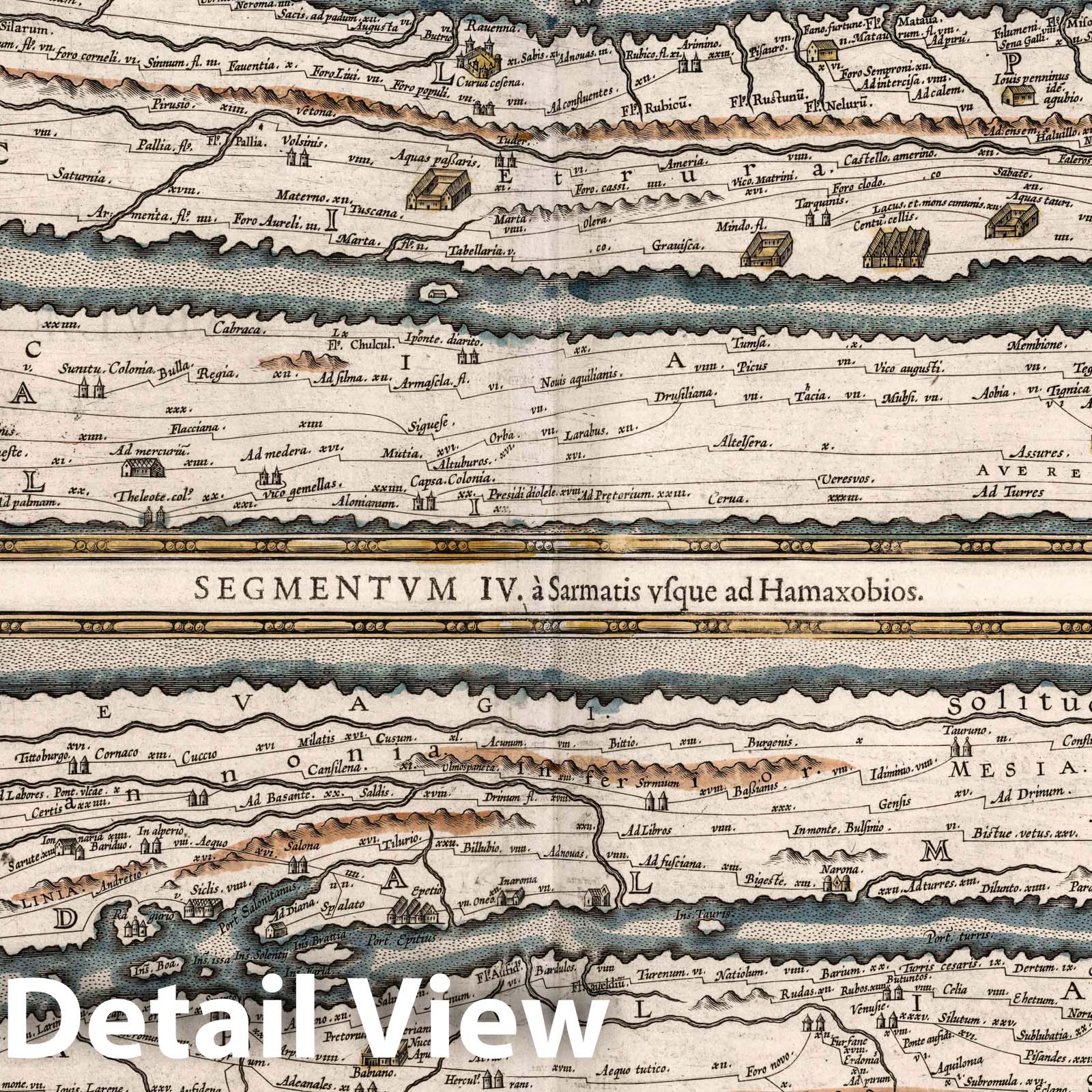 Roman Empire Classical Roads - Peutinger Map 1619 Atlas Plate Print
