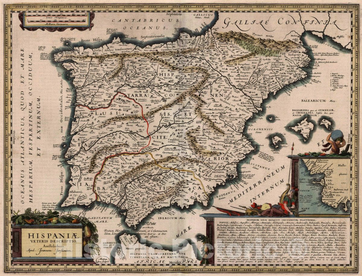 Historic Map : Spain, Hispaniae veteris, Abrahami Ortelii. Tabvlae Aliqvot. Theatri, 1619 , Vintage Wall Art