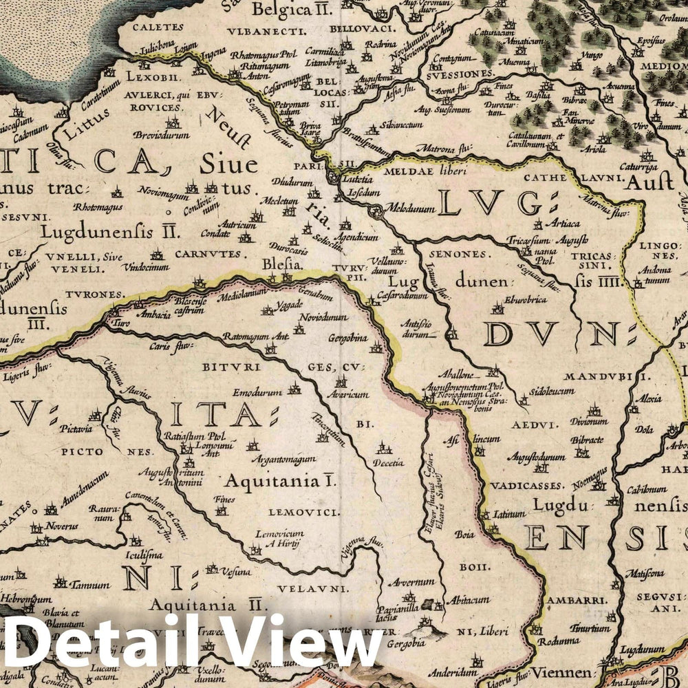 Historic Map : France, Galliae Veteris Typus. Abrahami Ortelii. Geographieae veteris. Tabvlae Aliqvot, 1619, Vintage Wall Art