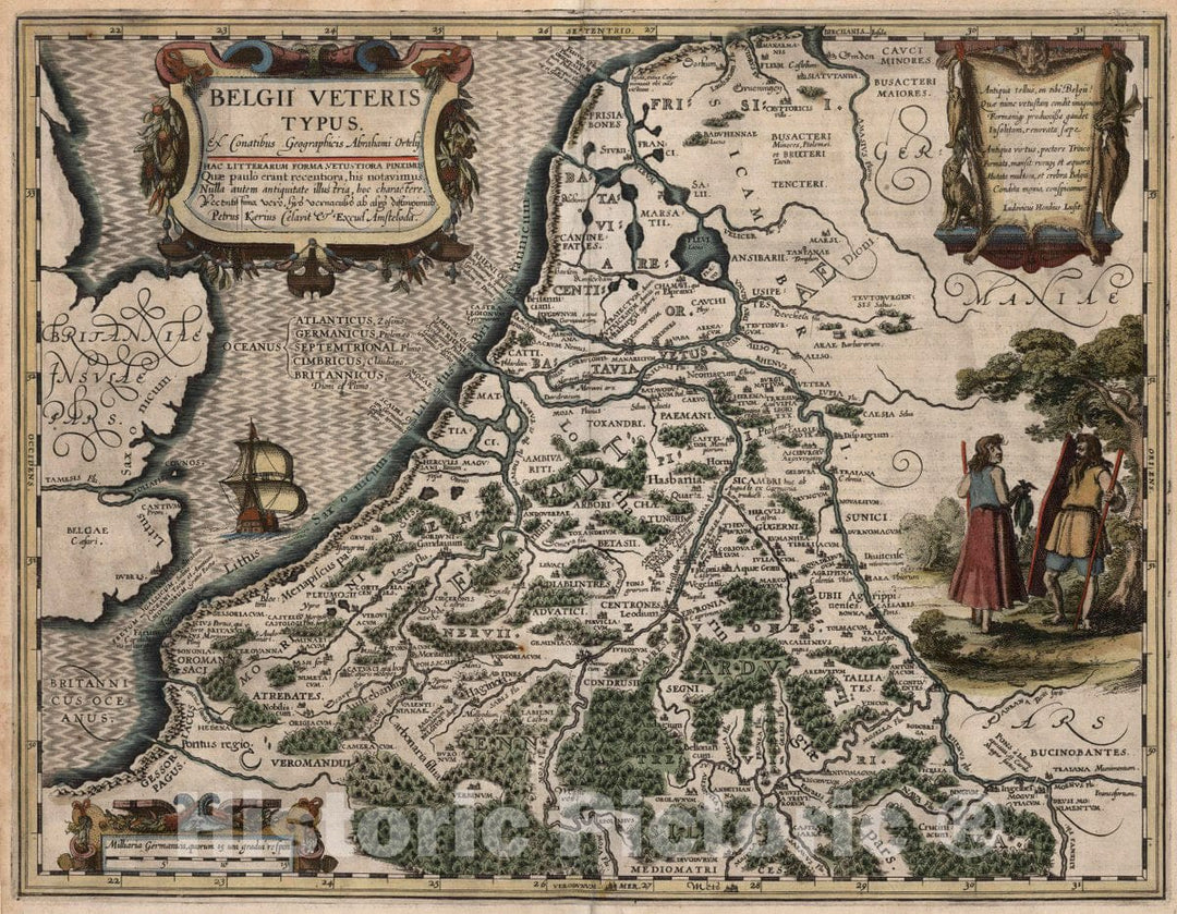 Historic Wall Map : Belgii veteris typus. Abrahami Ortelii. Geographieae veteris. Tabvlae Aliqvot. Theatri geographiae veteris : tomus posterior, 1619 Atlas - Vintage Wall Art