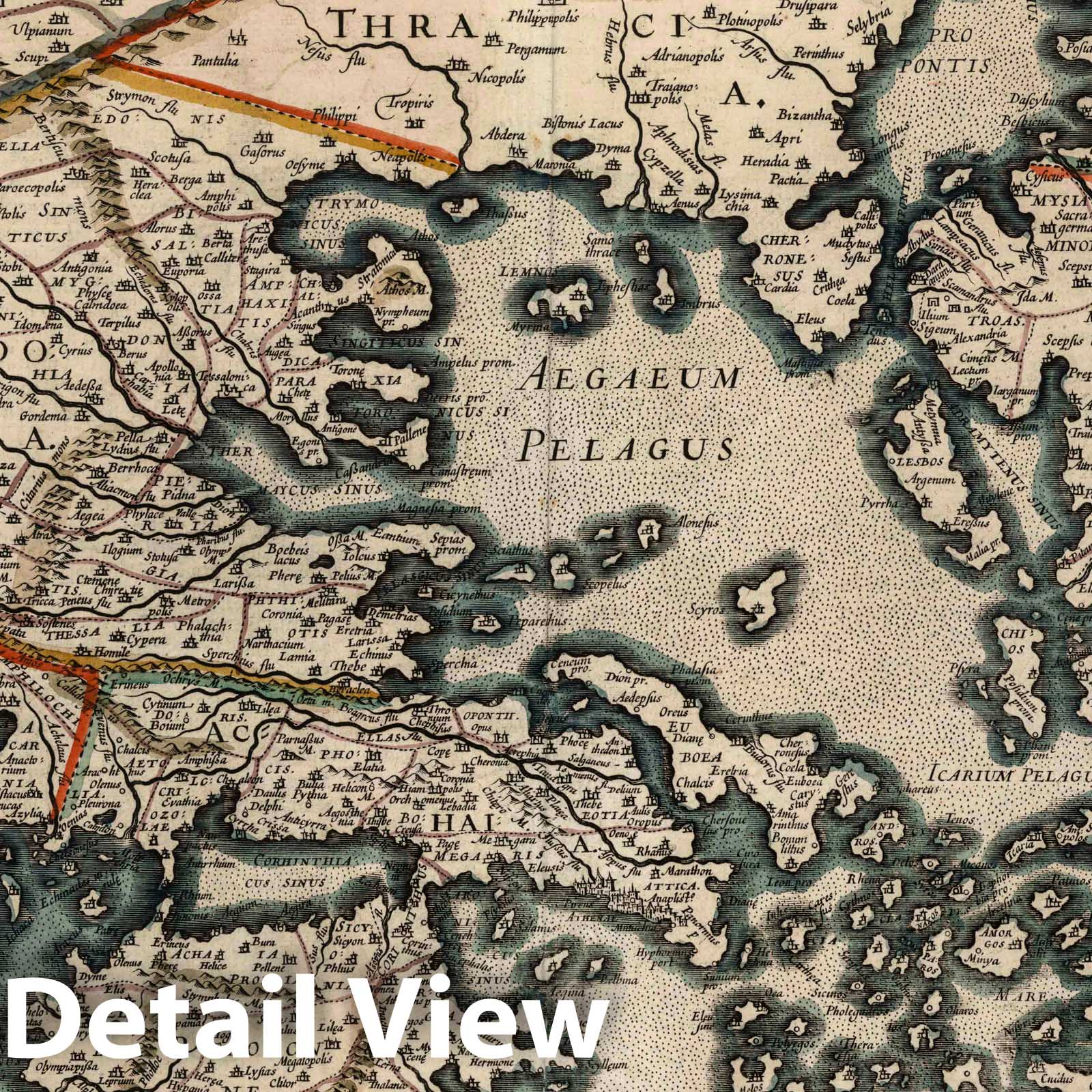 Greece, Turkey, and Asia Minor 1596 - Historical Map Print
