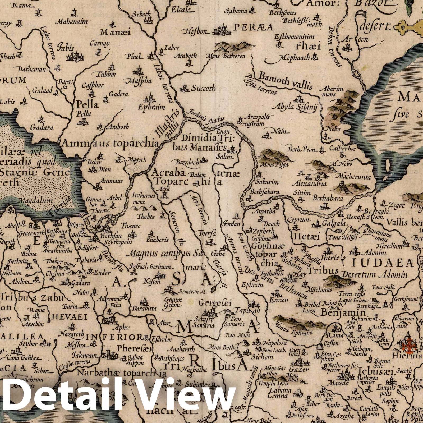 Palestine, 1619 - Historical Map Print by Petrus Bertius