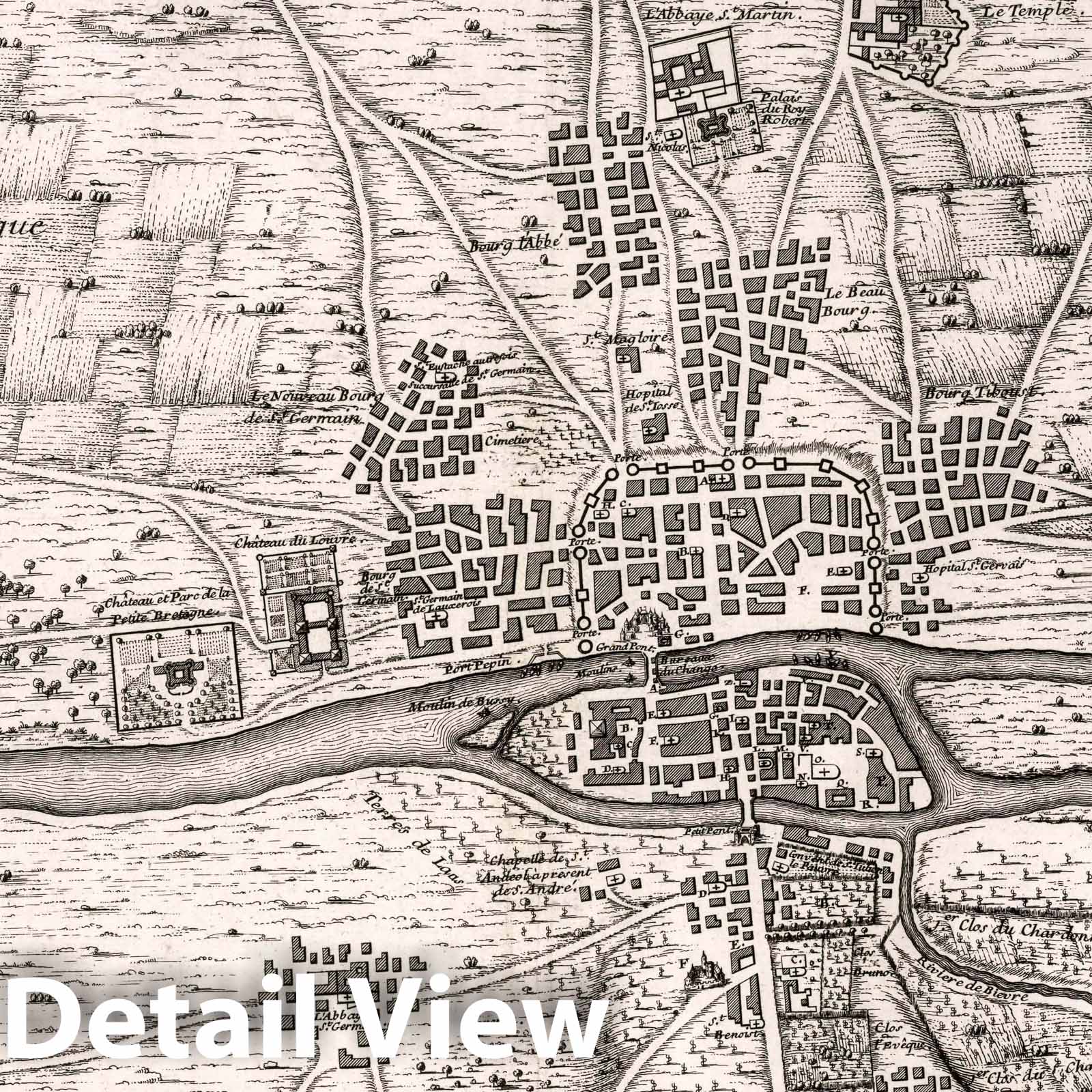 Paris City Plan 1705 Historical Map Print - Atlas Plate Reproduction