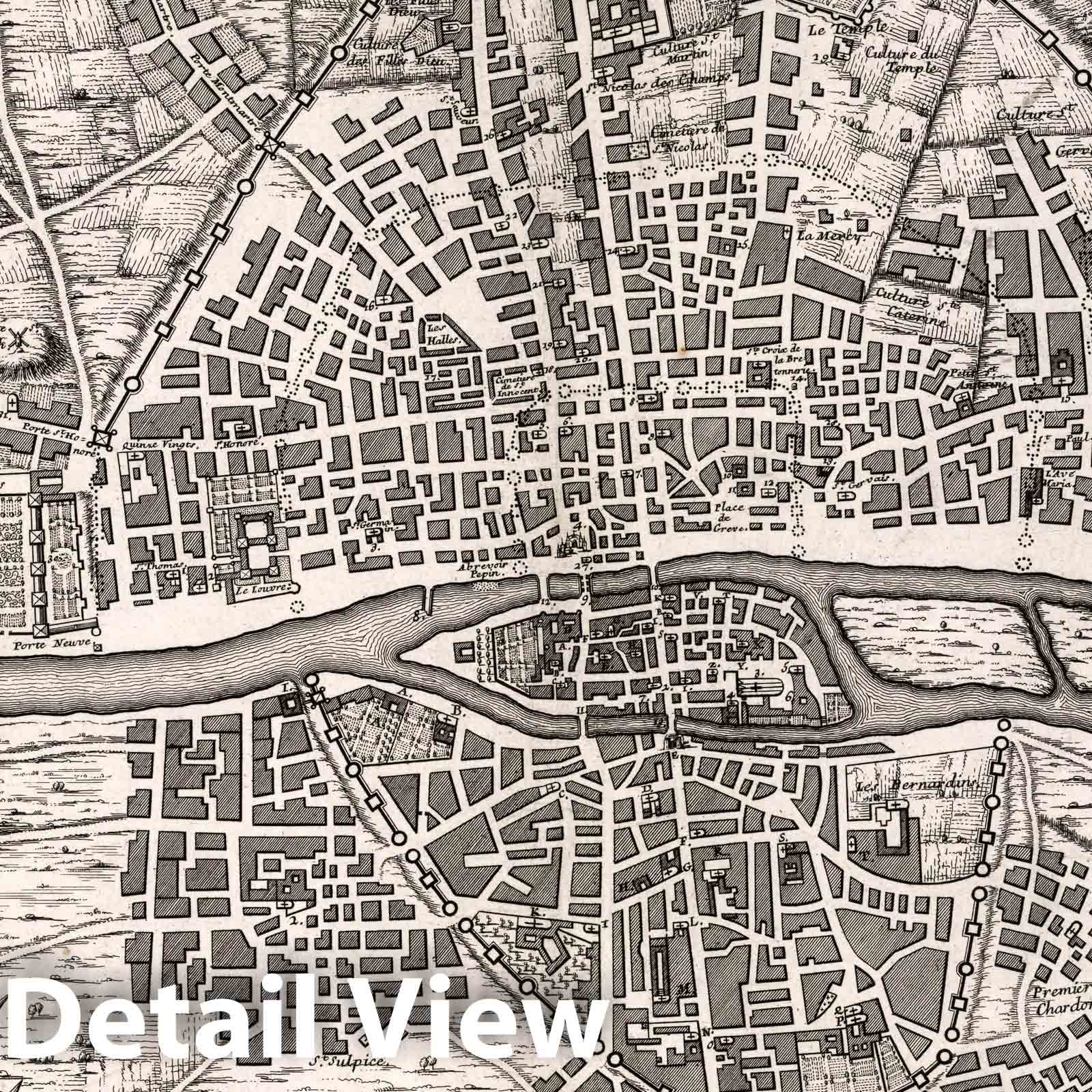 Paris, Growth from 1422 to 1589 - Historical Map Print