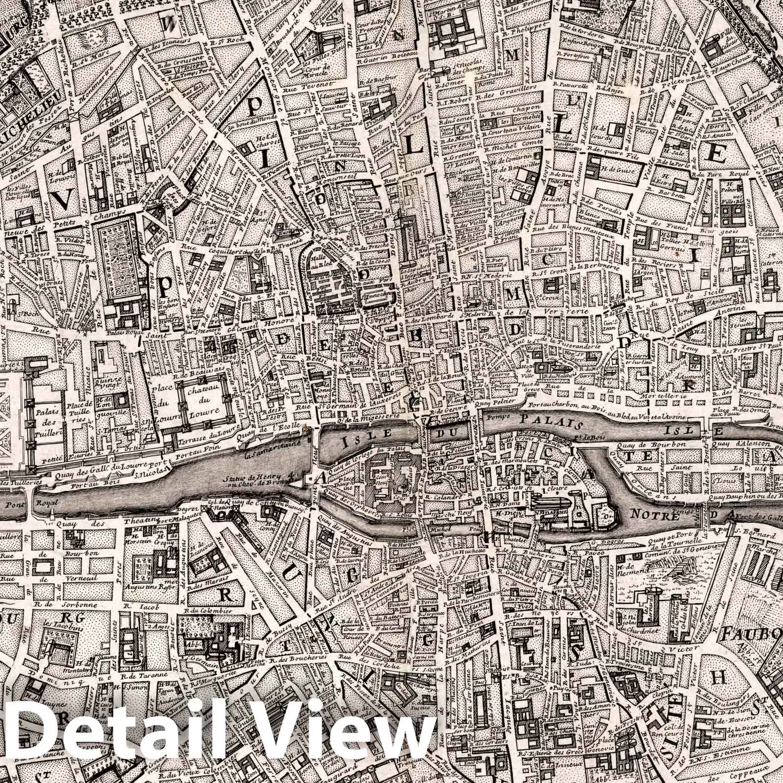 Paris, France 1705 - Historical City Plan Map Print