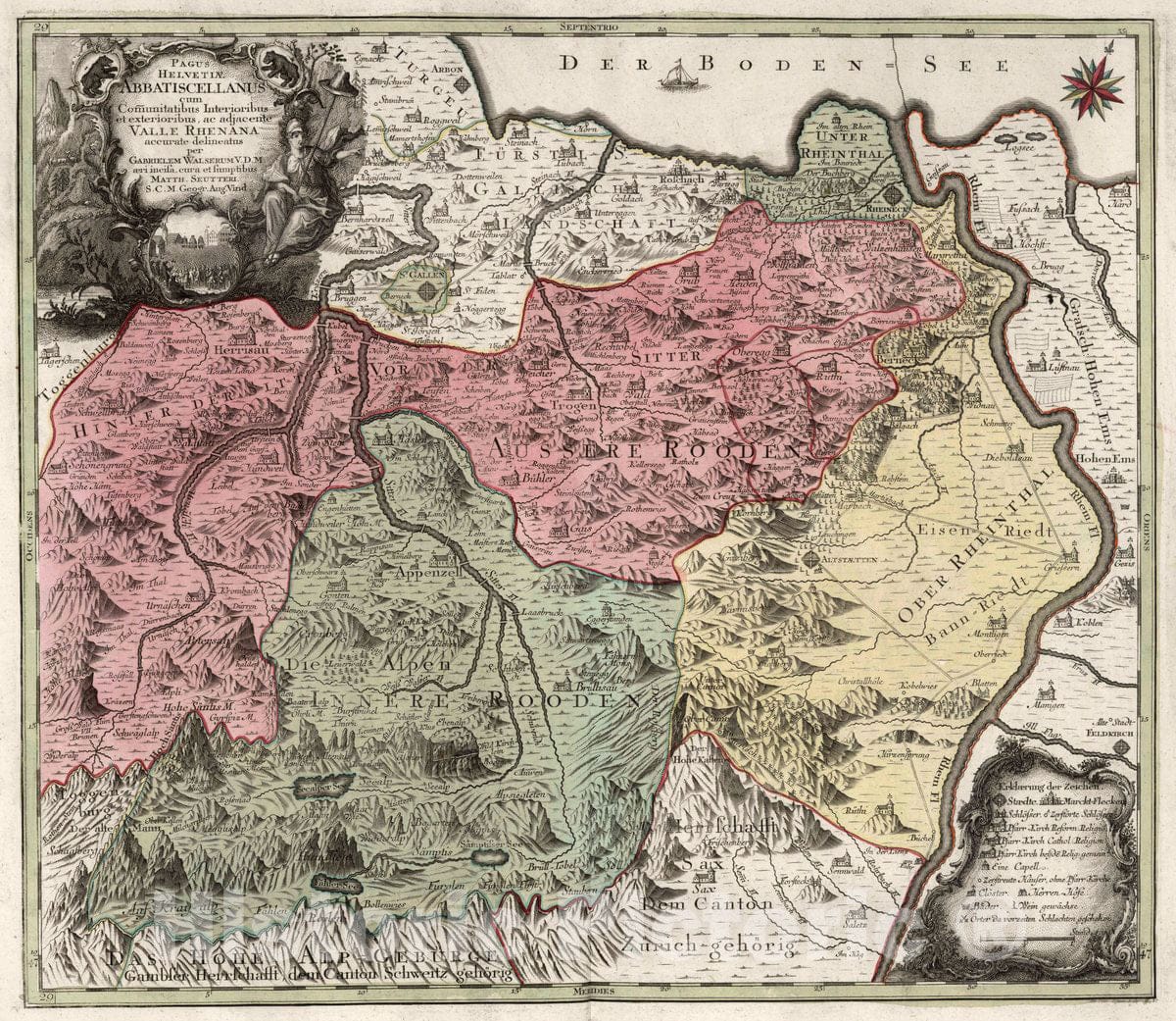 Historic Map : Switzerland, 9. Helvetiae Abbatiscellanus Valle Rhenana, 1740 Atlas , Vintage Wall Art