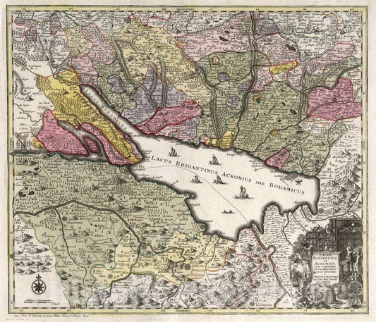 Historic Map : Switzerland, 11. Lacus Bodamicus vel Acronius, 1720 Atlas , Vintage Wall Art