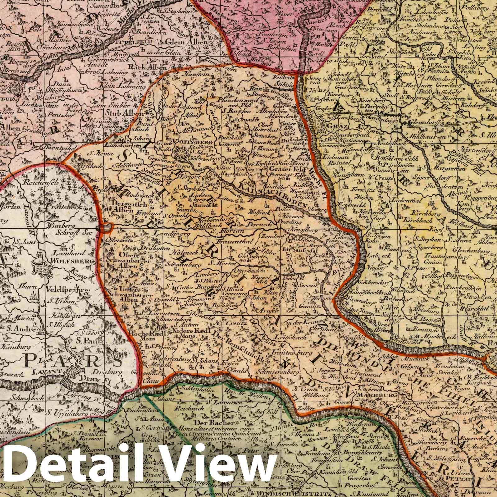 Styria, 1750 - Historical Map Print from Seutter Atlas