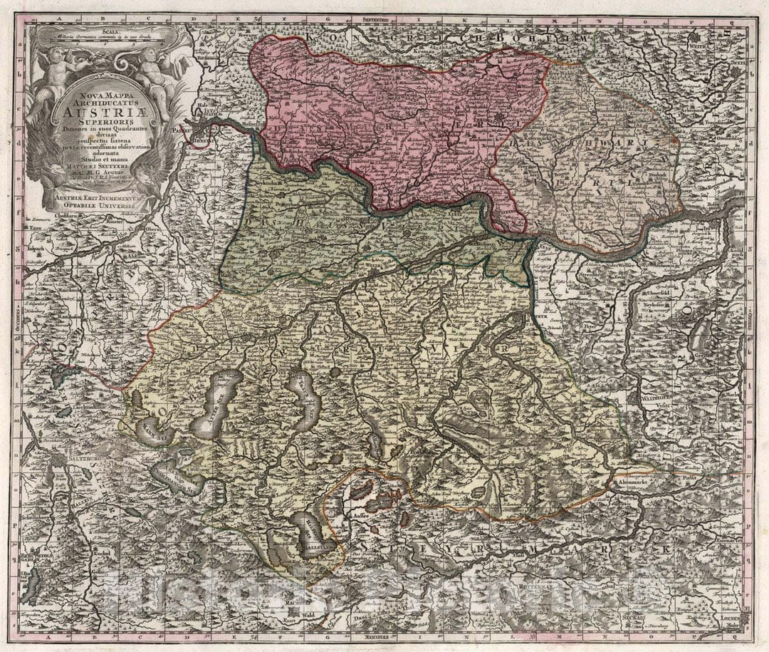 Historic Wall Map : Austria, 20. NovHistoric Mappa Archiducatus Austriae Superioris, 1730 Atlas , Vintage Wall Art