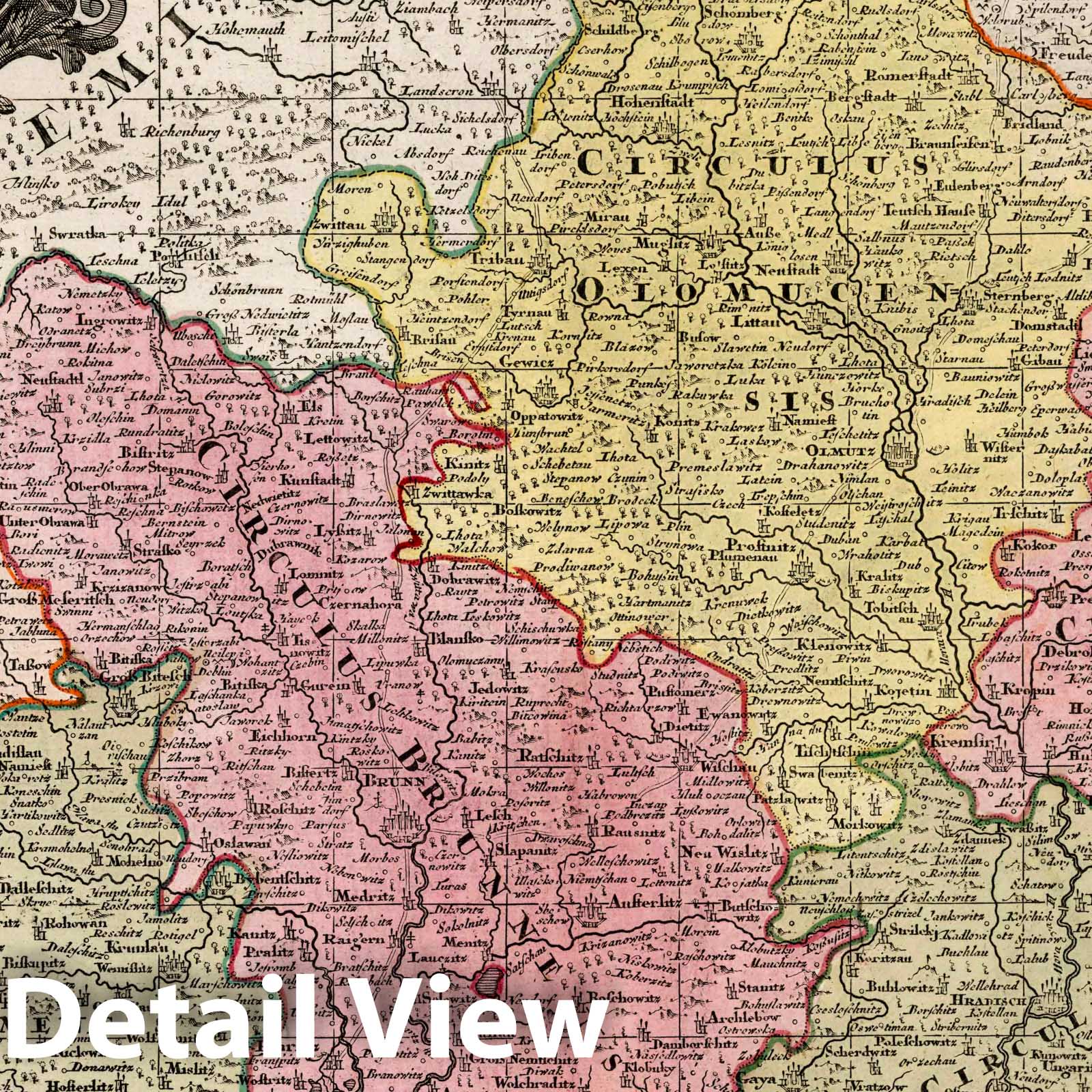 Moravia, Czech Republic and Slovakia 1740 Historical Map Print