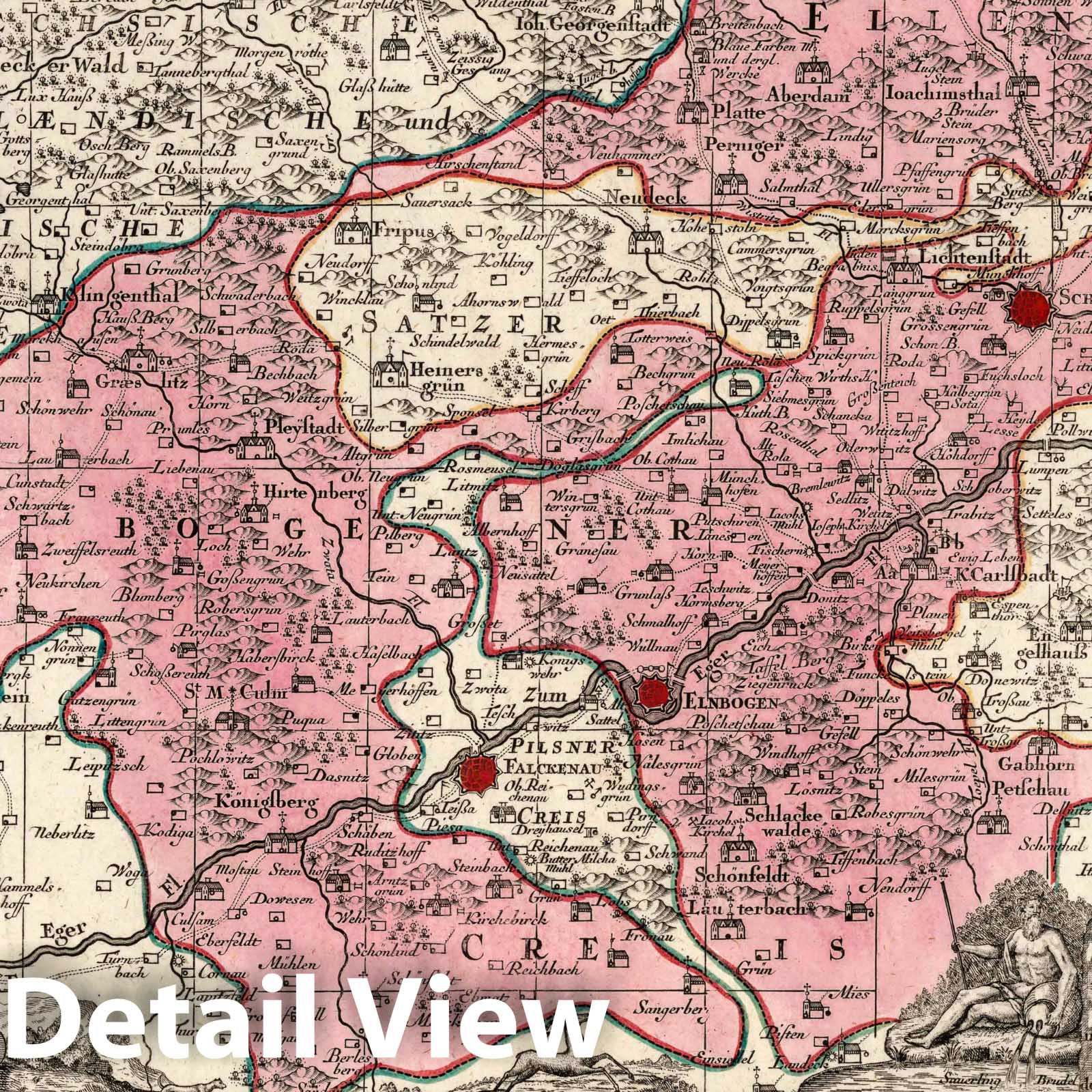 Carlsbad, 1740 - Historical Map Print from Seutter Atlas