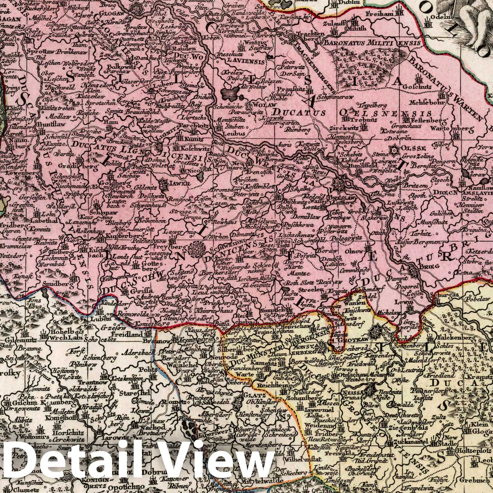 Silesia, Poland - 1740 Historical Map Print - Seutter Atlas Plate 29