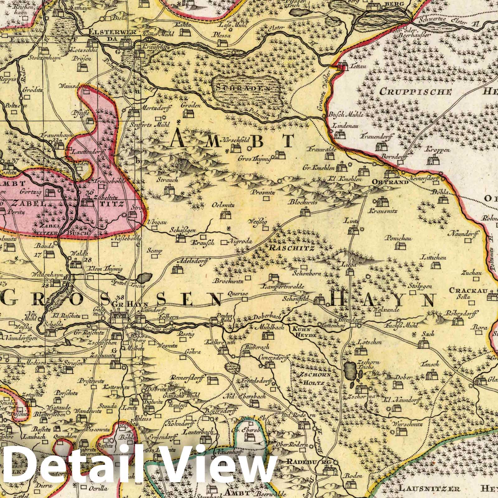 Hain, Germany - Plate No. 30, 1740 - Seutter Atlas Historical Map Print