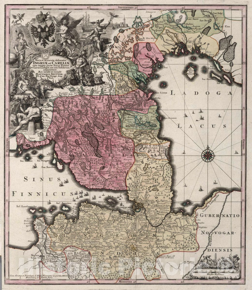 Historic Map : Russia, 39. Nova et accurata delineatio Ingrin et Careliae, 1740 Atlas , Vintage Wall Art