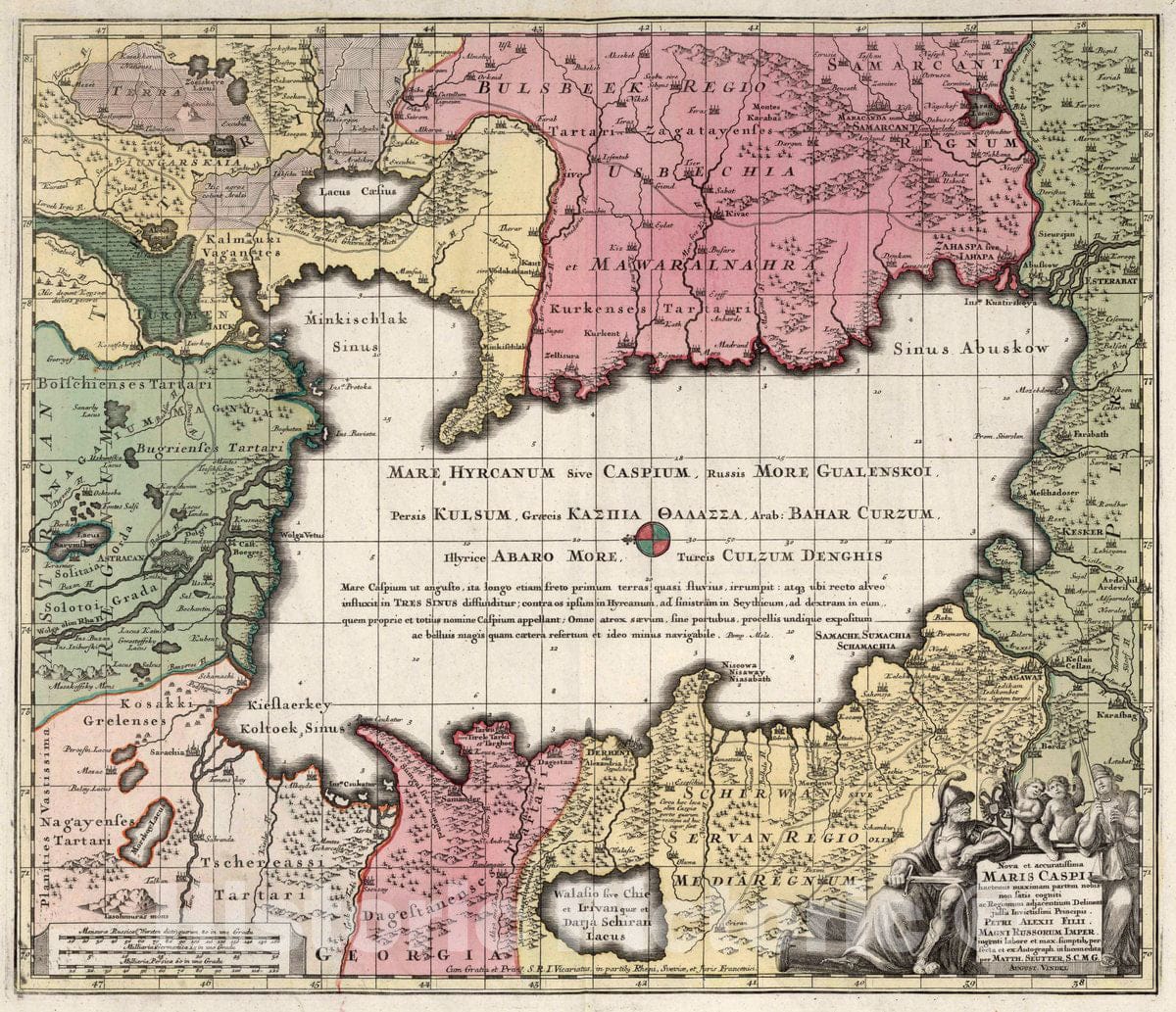Historic Map : Caspian Sea 48. Nova et accuratissima Maris Caspi, 1730 Atlas , Vintage Wall Art