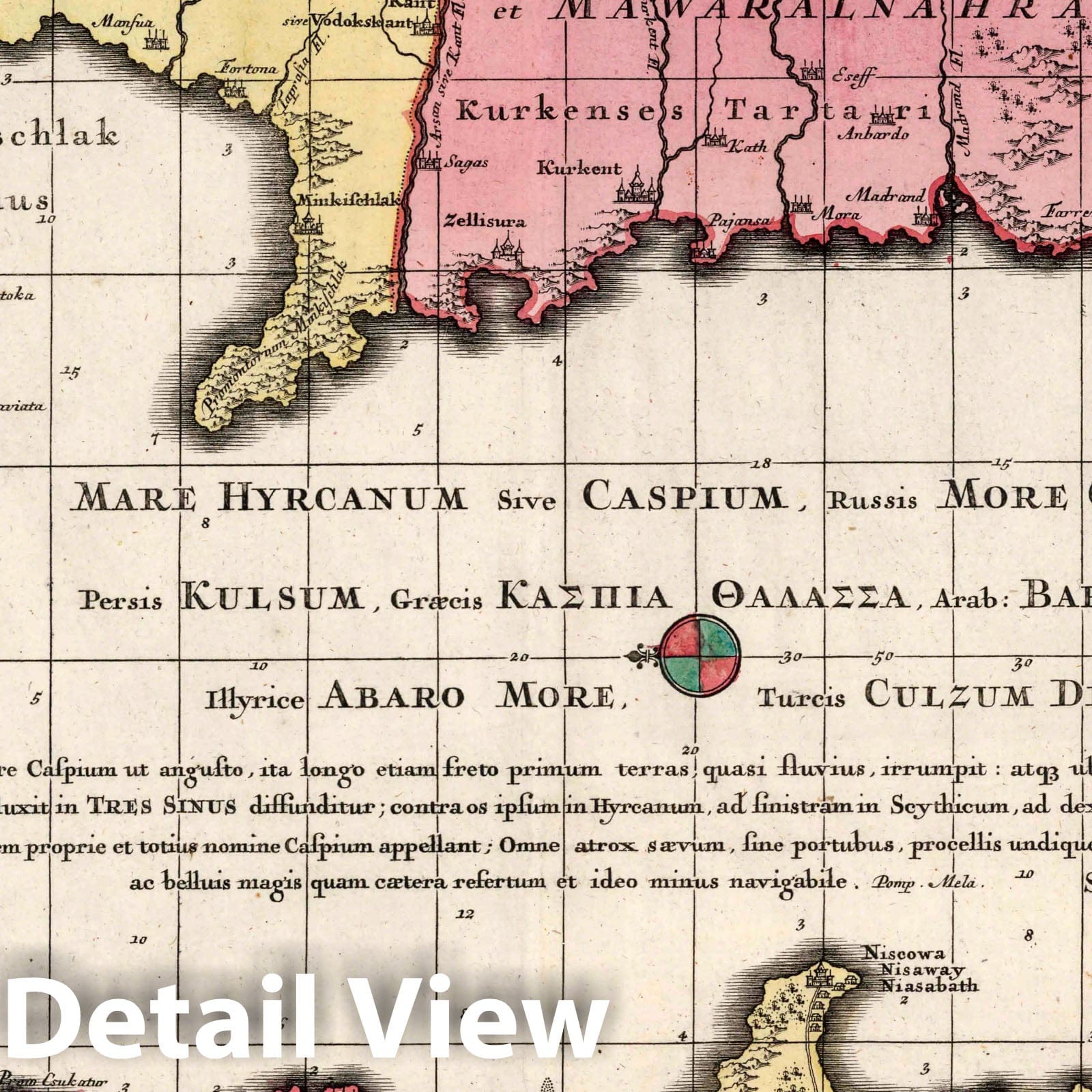 Historic Map : Caspian Sea 48. Nova et accuratissima Maris Caspi, 1730 Atlas , Vintage Wall Art