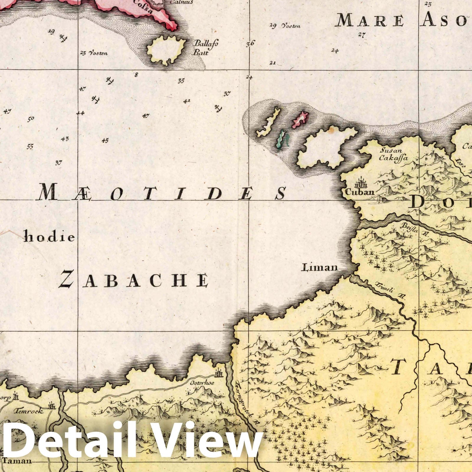 Sea of Azov - Nautical Chart, 1730 - Historical Map Print