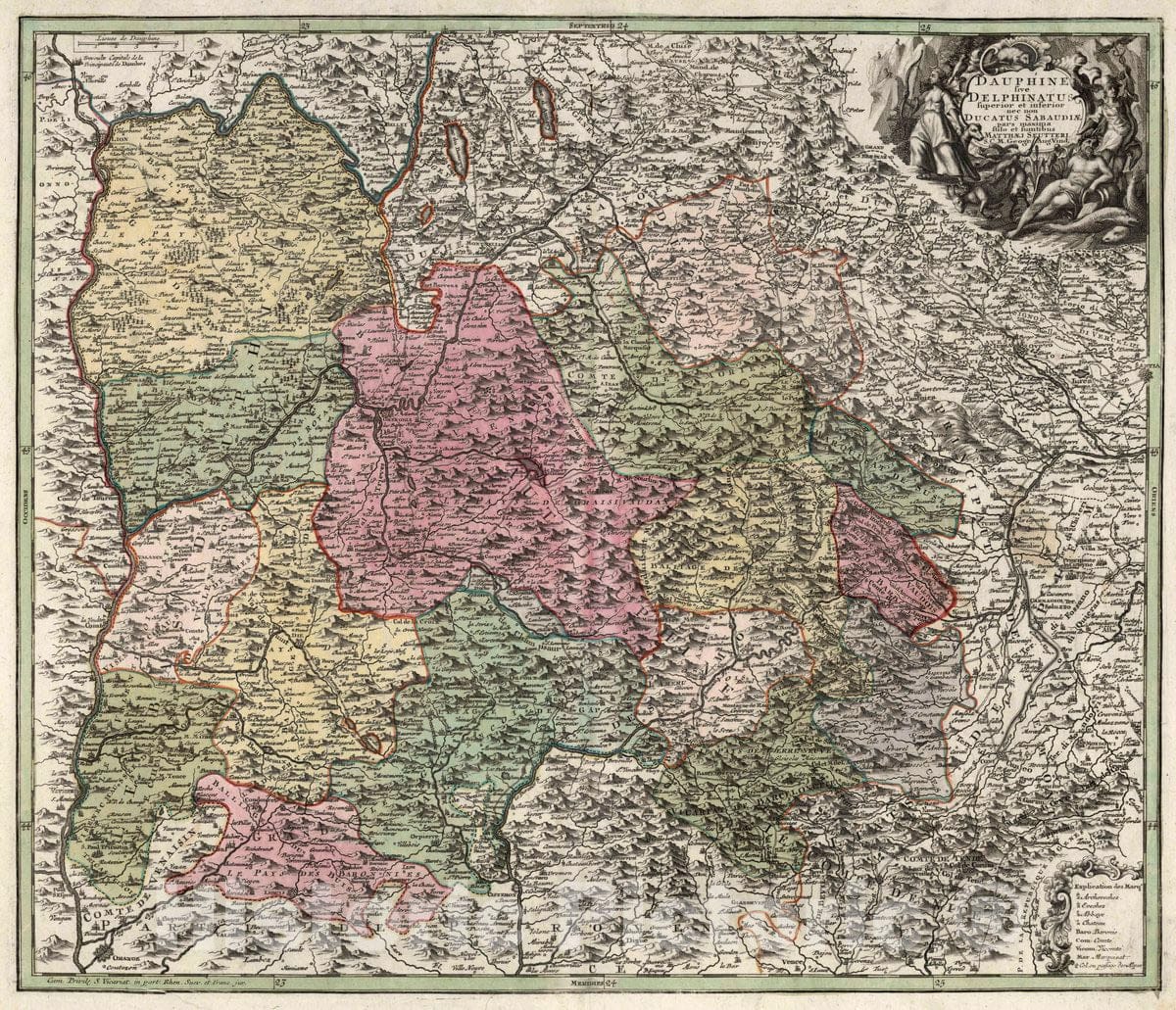 Historic Map : 10. Dauphine sive Delphinatus, 1730 Atlas - Vintage Wall Art