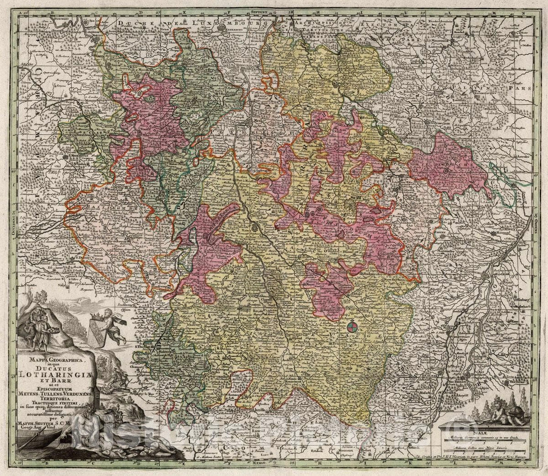 Historic Map : Lorraine , FranceMappa Geographica in Qua Ducatus Lotharingiae et Barr, 1730 Atlas , Vintage Wall Art