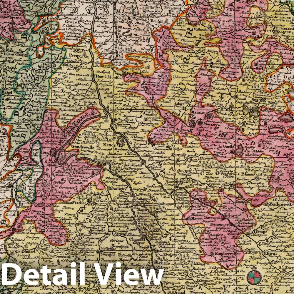 Historic Map : Lorraine , FranceMappa Geographica in Qua Ducatus Lotharingiae et Barr, 1730 Atlas , Vintage Wall Art