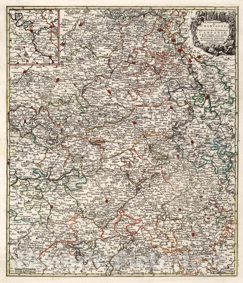 Historic Map : 13. Le Gouvernement de Champagne i.e. Praeprefectura Generalis Campanie, 1740 Atlas - Vintage Wall Art