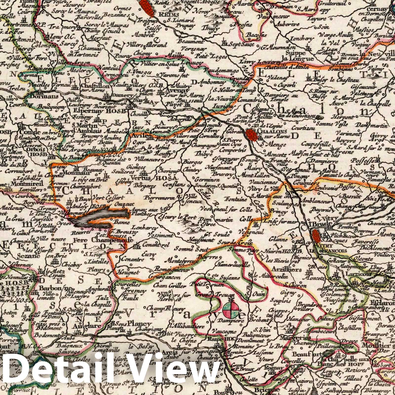 Champagne, France 1740 Historical Map Print