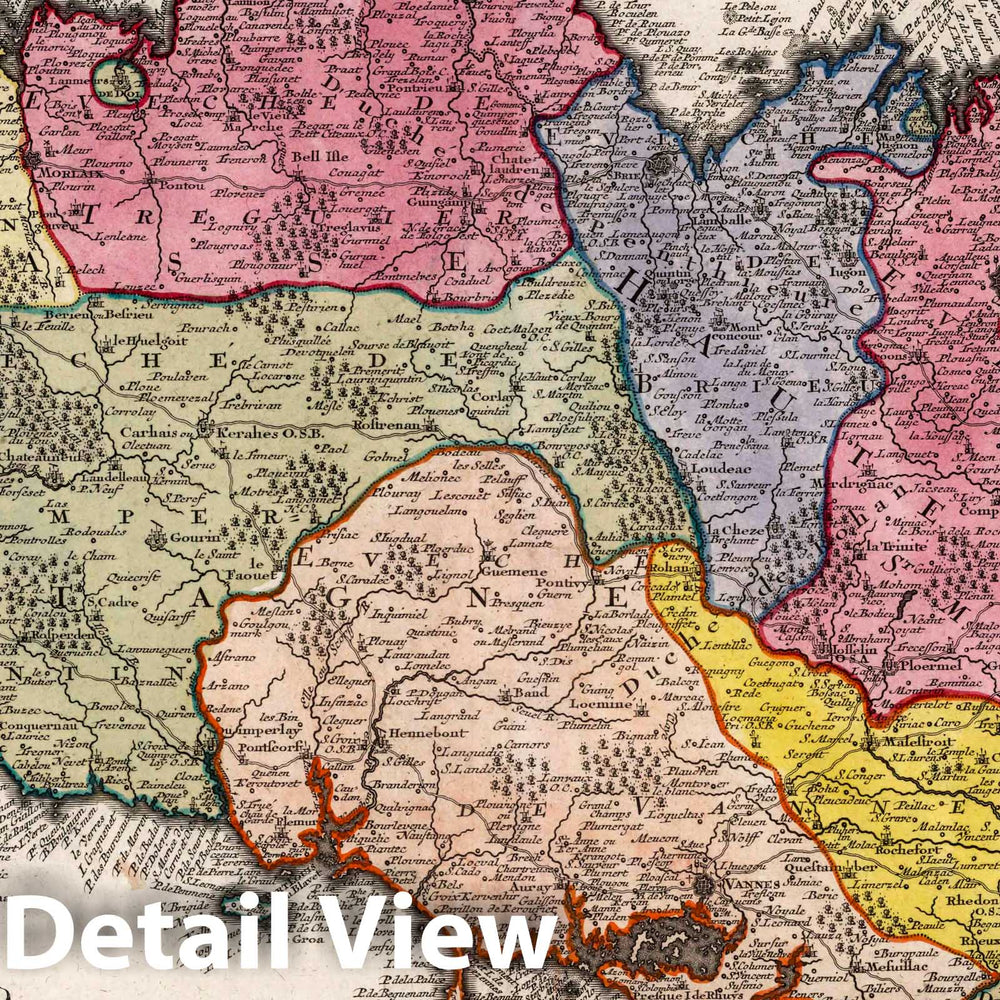 Historic Map : Brittany , France 16. Bretagne sive Ducatus Britanniae Minoris, 1740 Atlas , Vintage Wall Art
