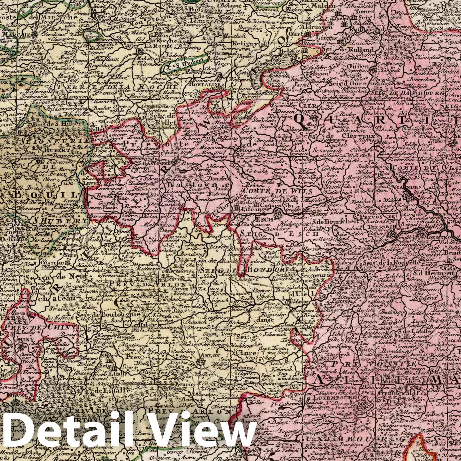 Luxembourg, 1740 - Historical Map Print from Seutter Atlas