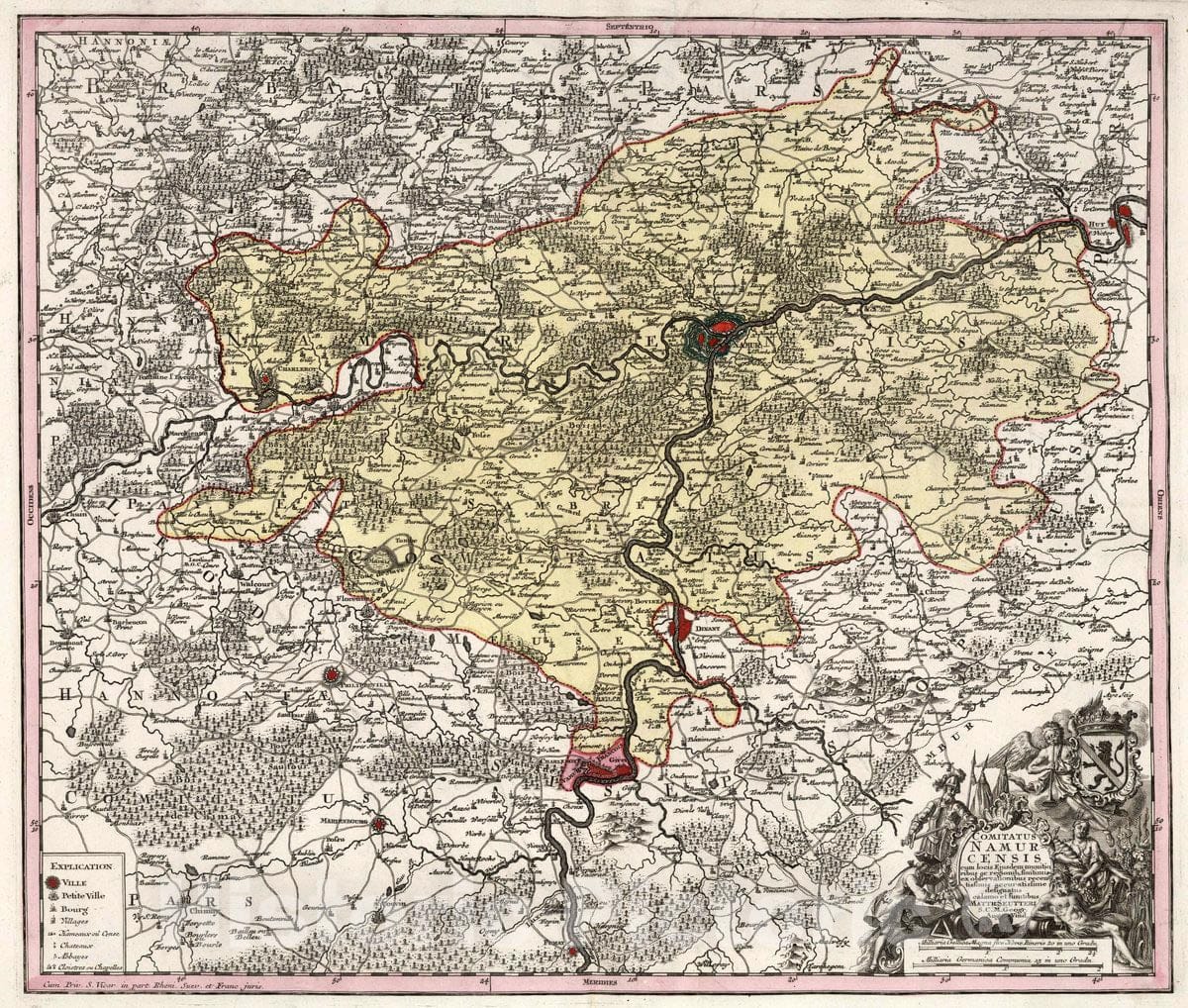 Historic Map : Namur (Belgium) 1730 24. Comitatus Namur Censis. , Vintage Wall Art