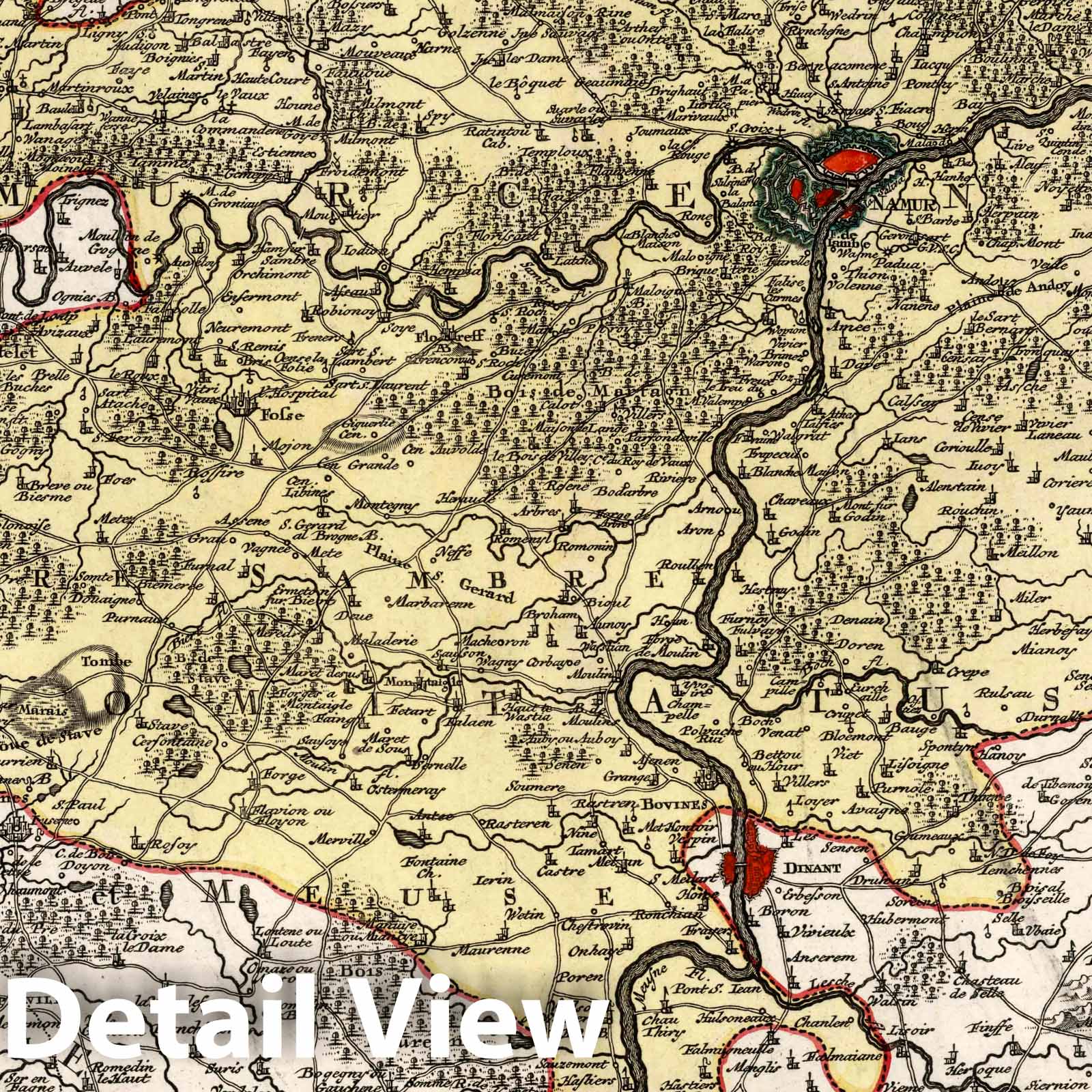 Namur, Belgium 1730 Historical Map Print