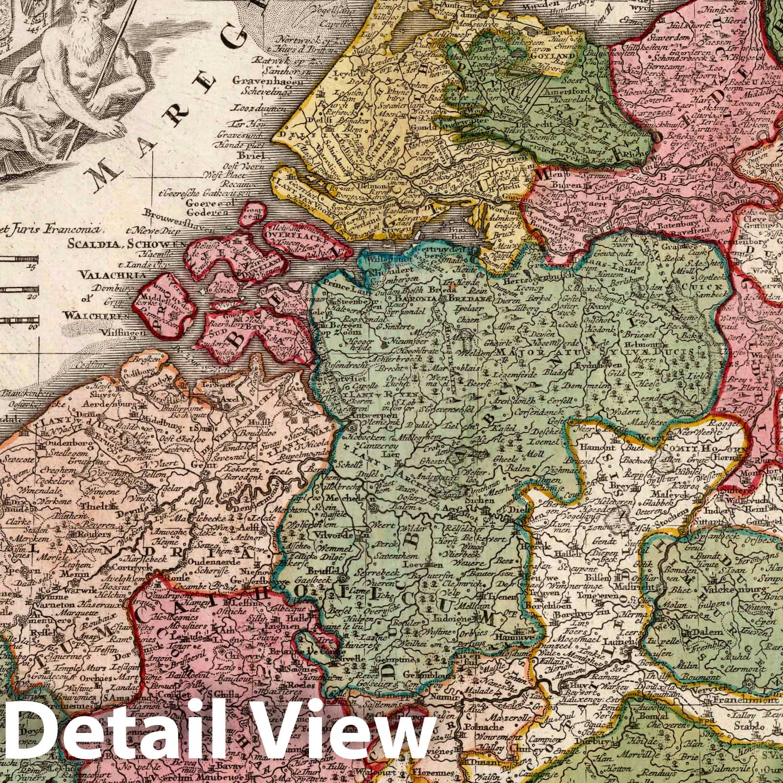 Provinces of Belgium, Germany Interior, and Burgundy, 1740 - Historical Map Print