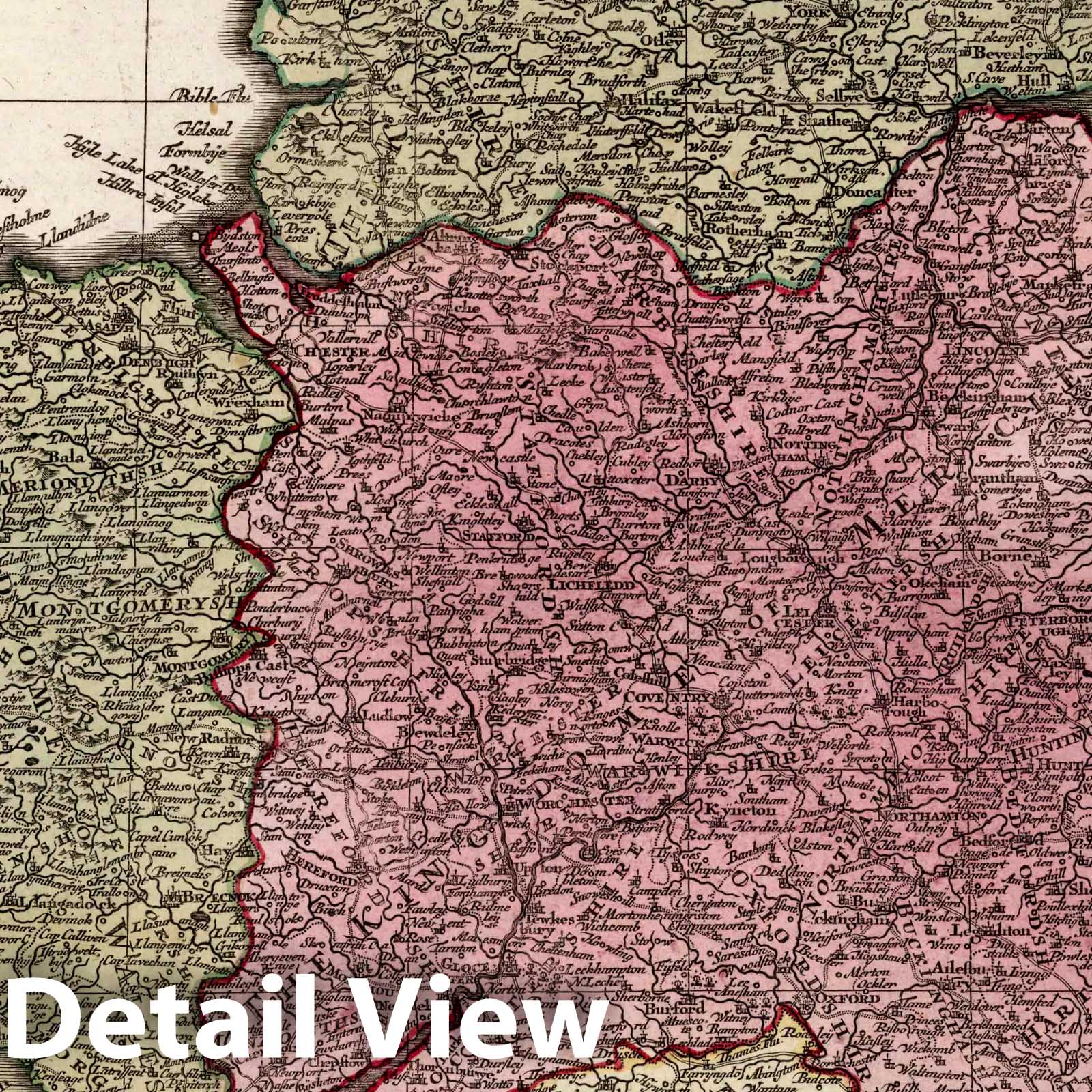 England and Wales - Plate No. 35, 1740 - Seutter Atlas Historical Map Print