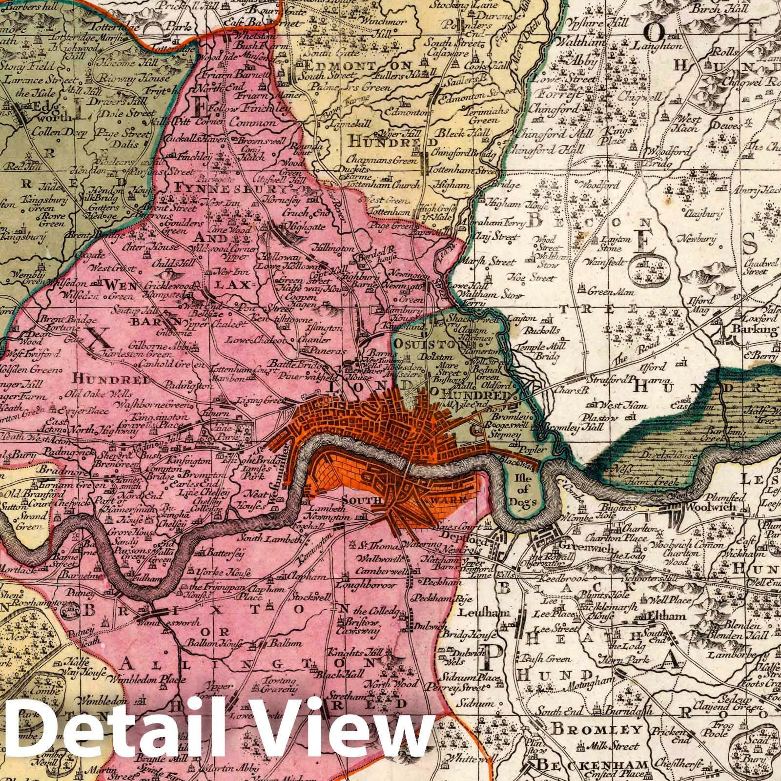 London and Greater Britain, 1740 - Historical Map Print
