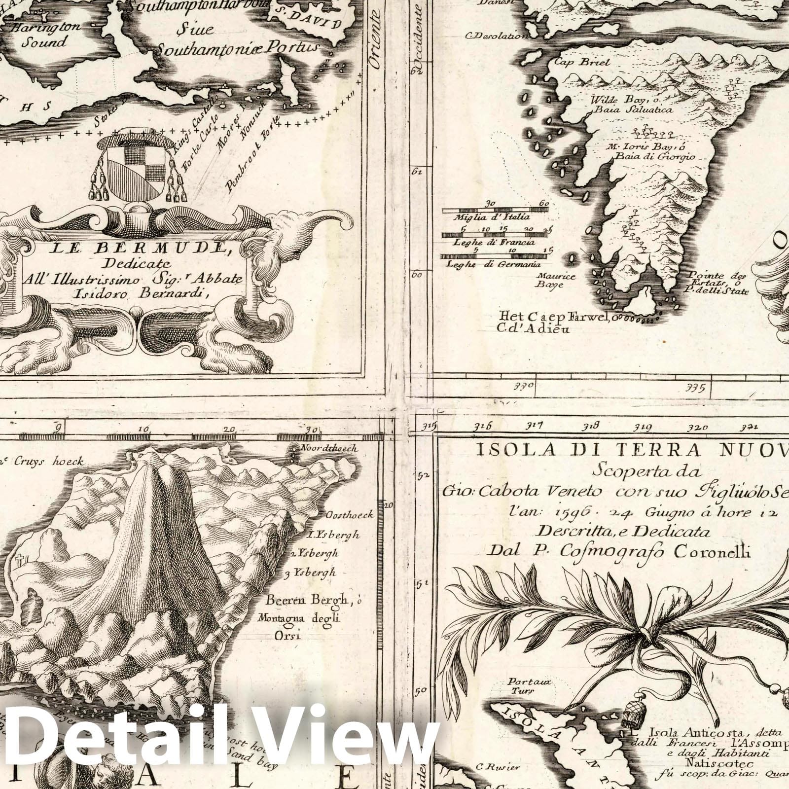 Bermuda, Jan Mayen Island, Frisland, and Newfoundland, 1740 - Historical Map Print