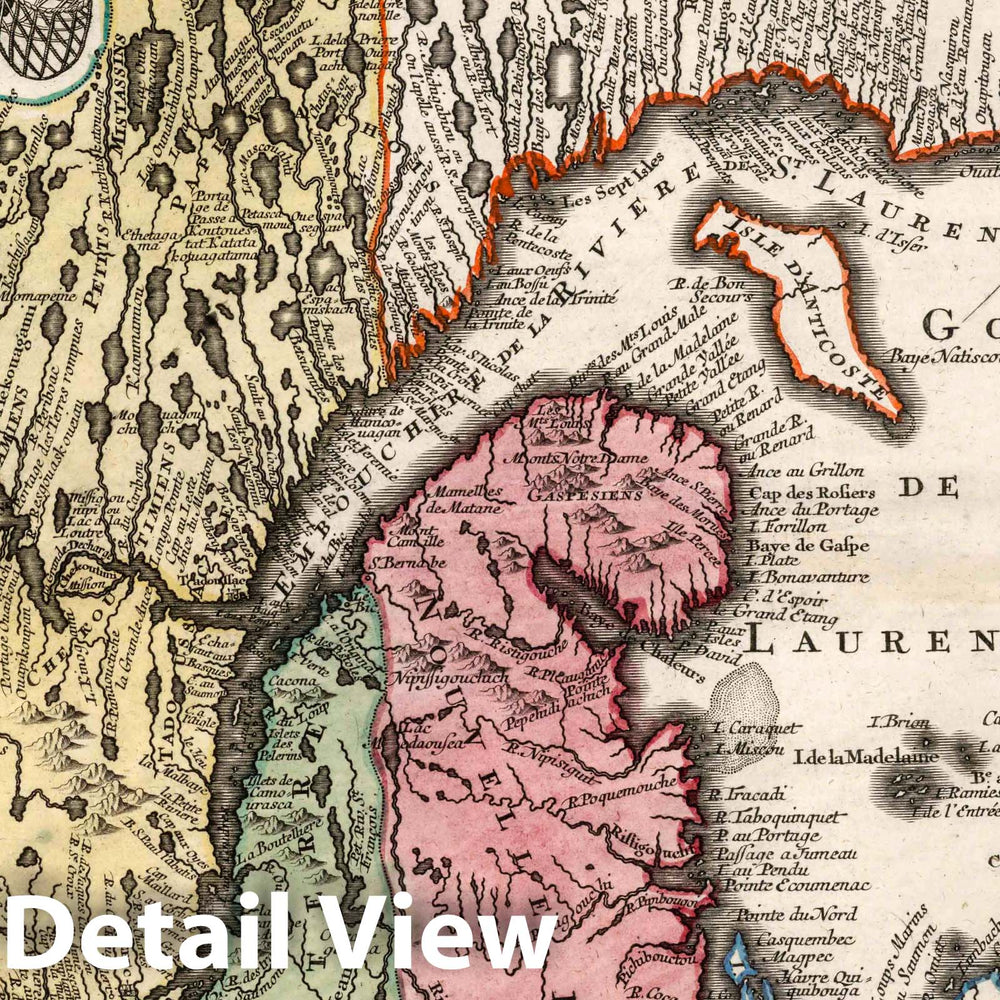 Historic Map : 42. Partie Orientale de la Nouvelle France ou du Canada avec l'Isle de Terre-Neuve et de Nouvelle Escosse Acadie, 1750 Atlas - Vintage Wall Art