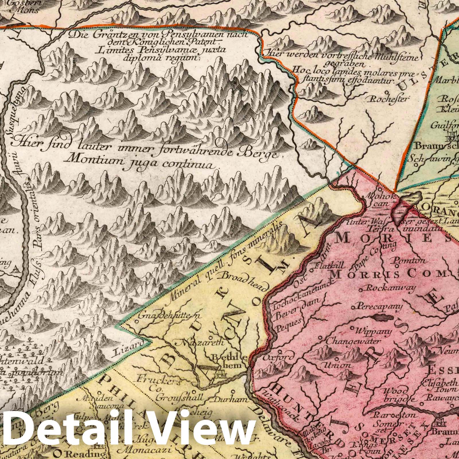 Pennsylvania, New Jersey, and New York, 1748 - Historical Map Print