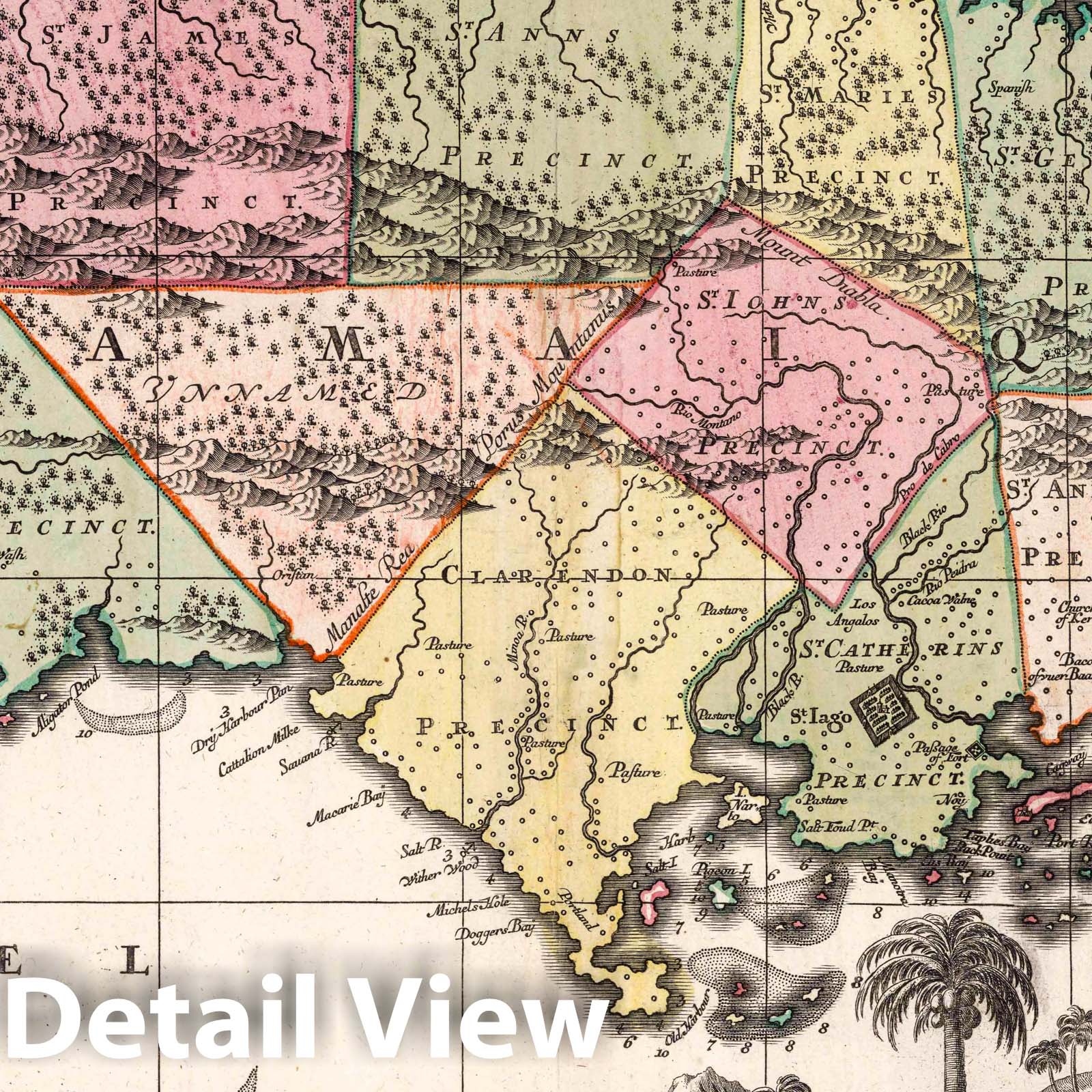 Historic Map : 46. Nova Designatio Insulae Jamaica, 1730 Atlas - Vintage Wall Art