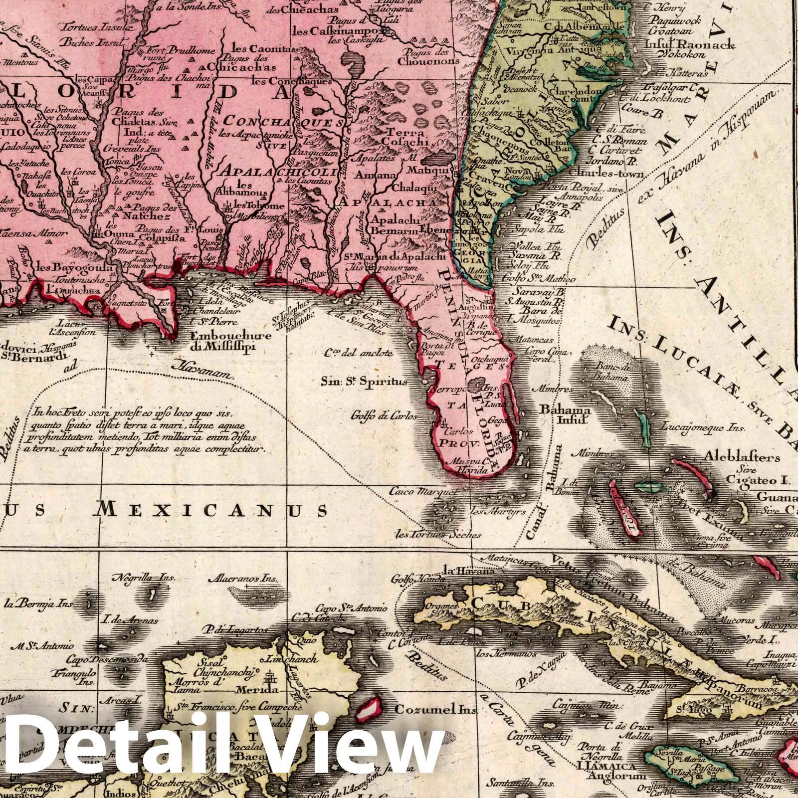 Mexico and Florida, 1740 - Historical Map Print