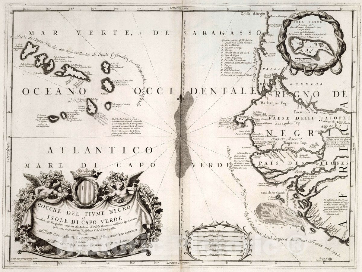 Historic Map : Senegal, Cape Verde Islands 52. Bocche del Fiume Negro et Isole du Capo Verdi, 1690 Atlas , Vintage Wall Art