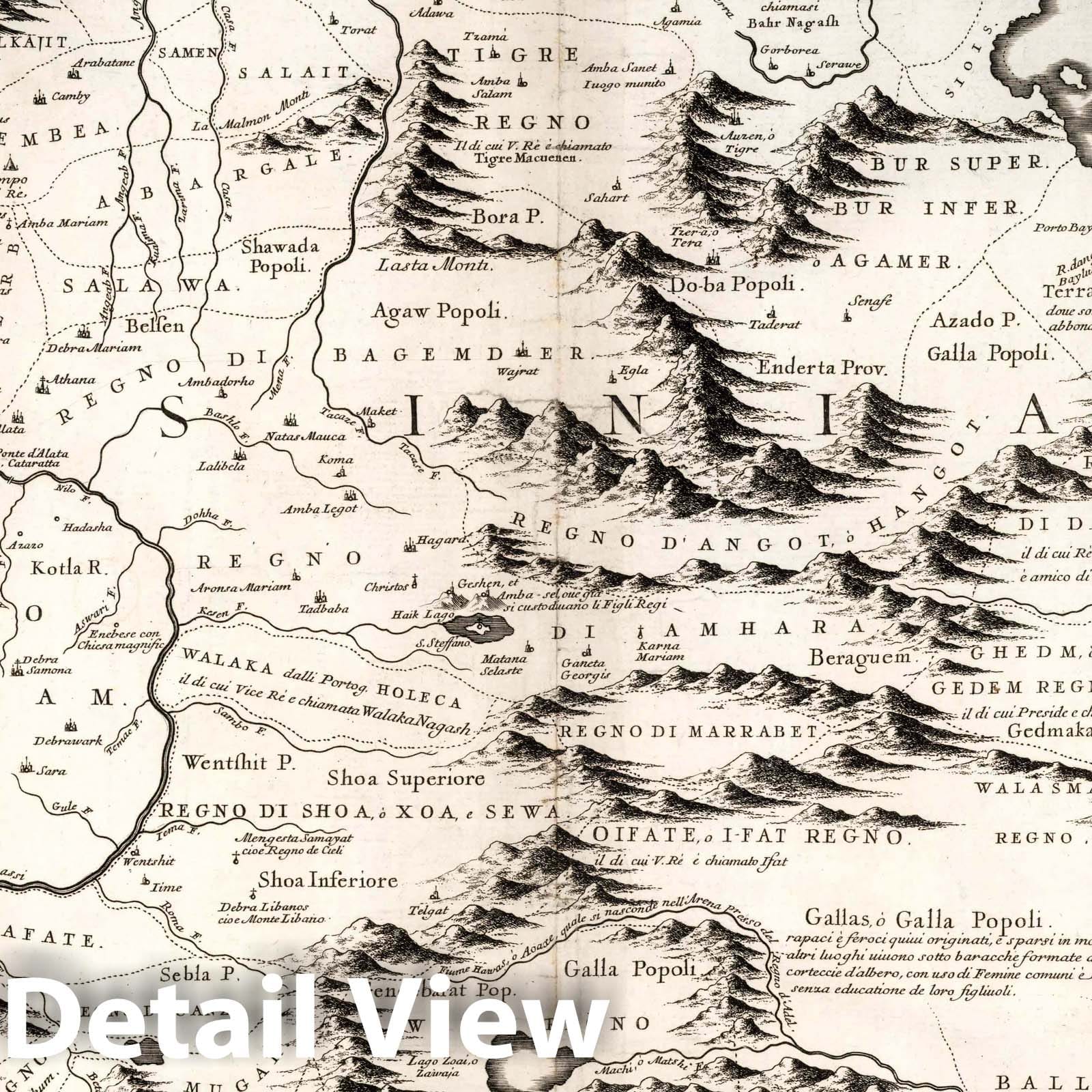 Abyssinia with Nile Course - 1695 Historical Map Print