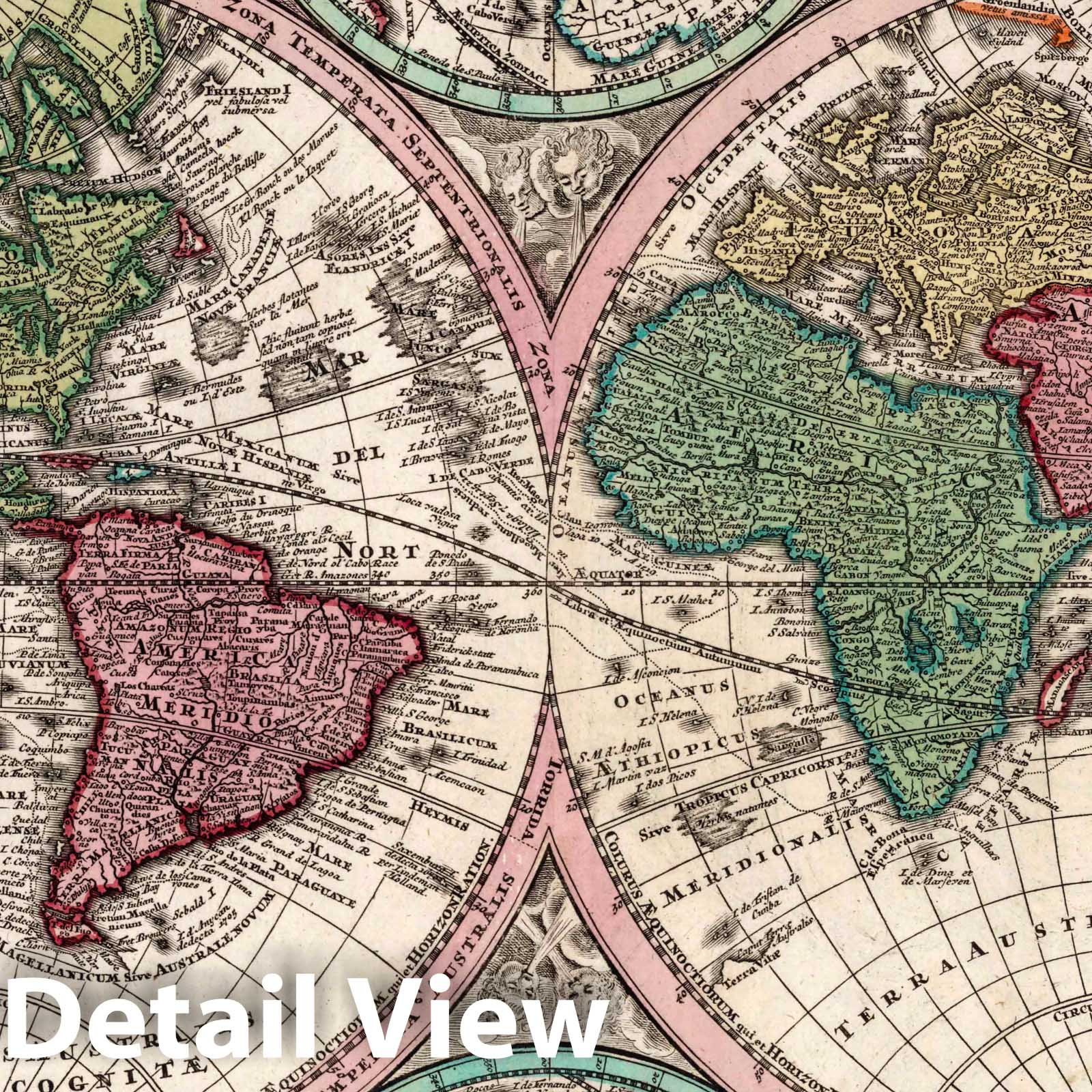 World, 1730 - Historical Map Print from Atlas Novus
