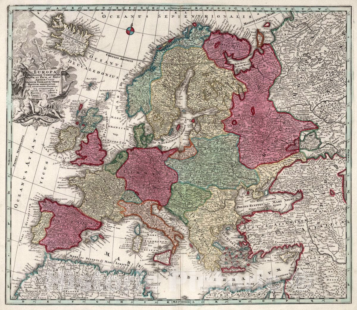 Historic Map : Europa Religionis Christianae, 1730 Atlas - Vintage Wall Art