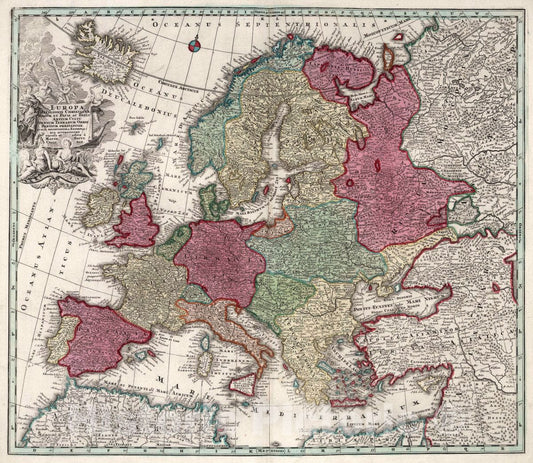 Historic Map : Europa Religionis Christianae, 1730 Atlas - Vintage Wall Art