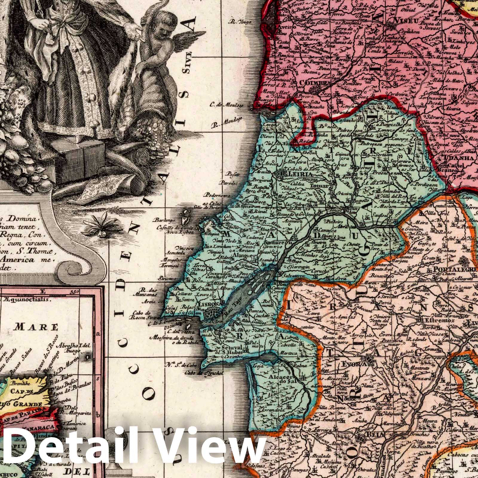 Portugal, Algarve, and Brazil, 1727 - Historical Map Print